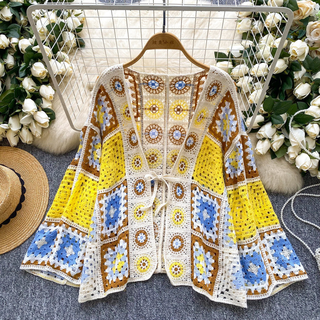 Bohemian Vacation Style Outer Wear Cardigan Women Idle Style Casual Loose