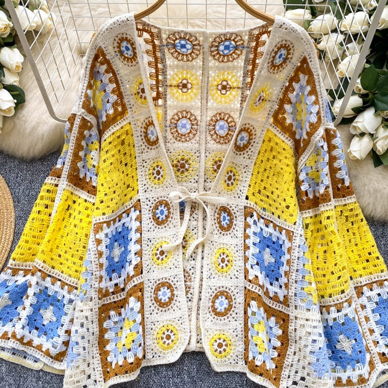 Bohemian Vacation Style Outer Wear Cardigan Women Idle Style Casual Loose